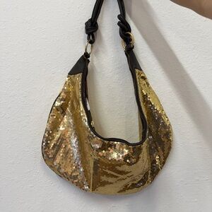 BCBGirls Gold Sequin Hobo Bag